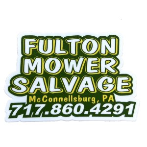 FULTON MOWER SALVAGE WATERBOTTLE STICKER